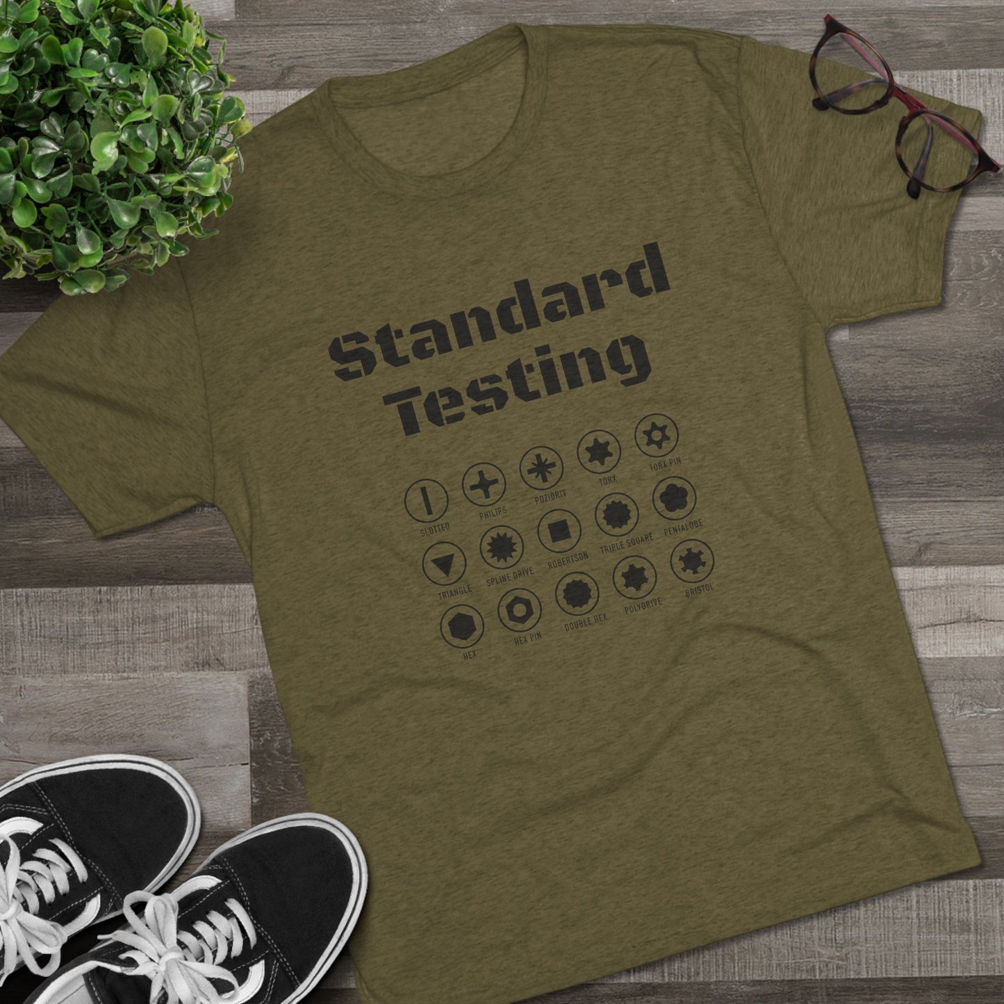 Standard Testing "Drill Bits" Tri-Blend Crew Tee